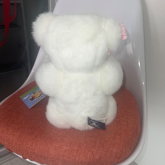 Vermont Teddy Bear Company Plush 16  Jointed Bear White Bow - Picture 11 of 15